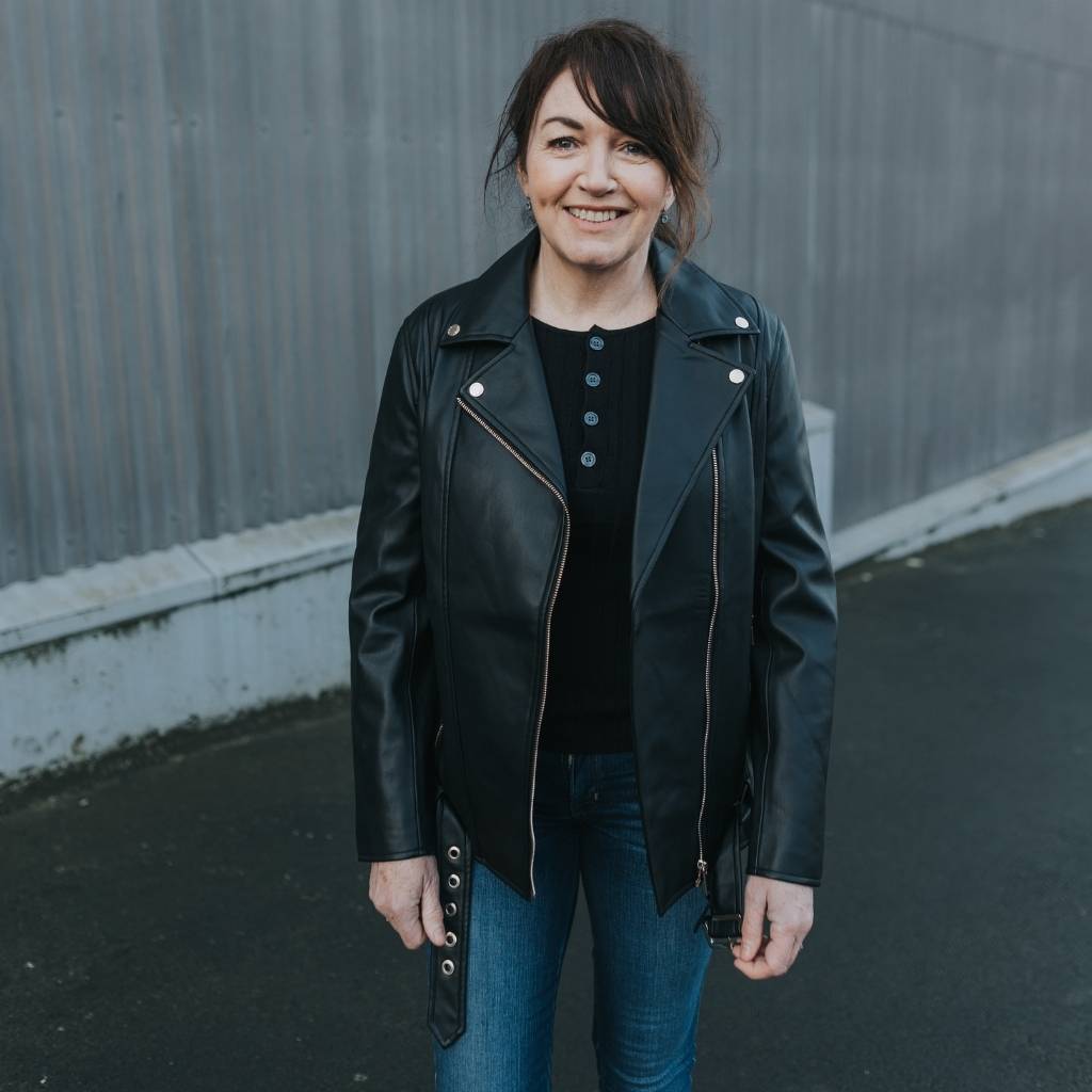 Lou Women's Faux Leather Biker Jacket - Black