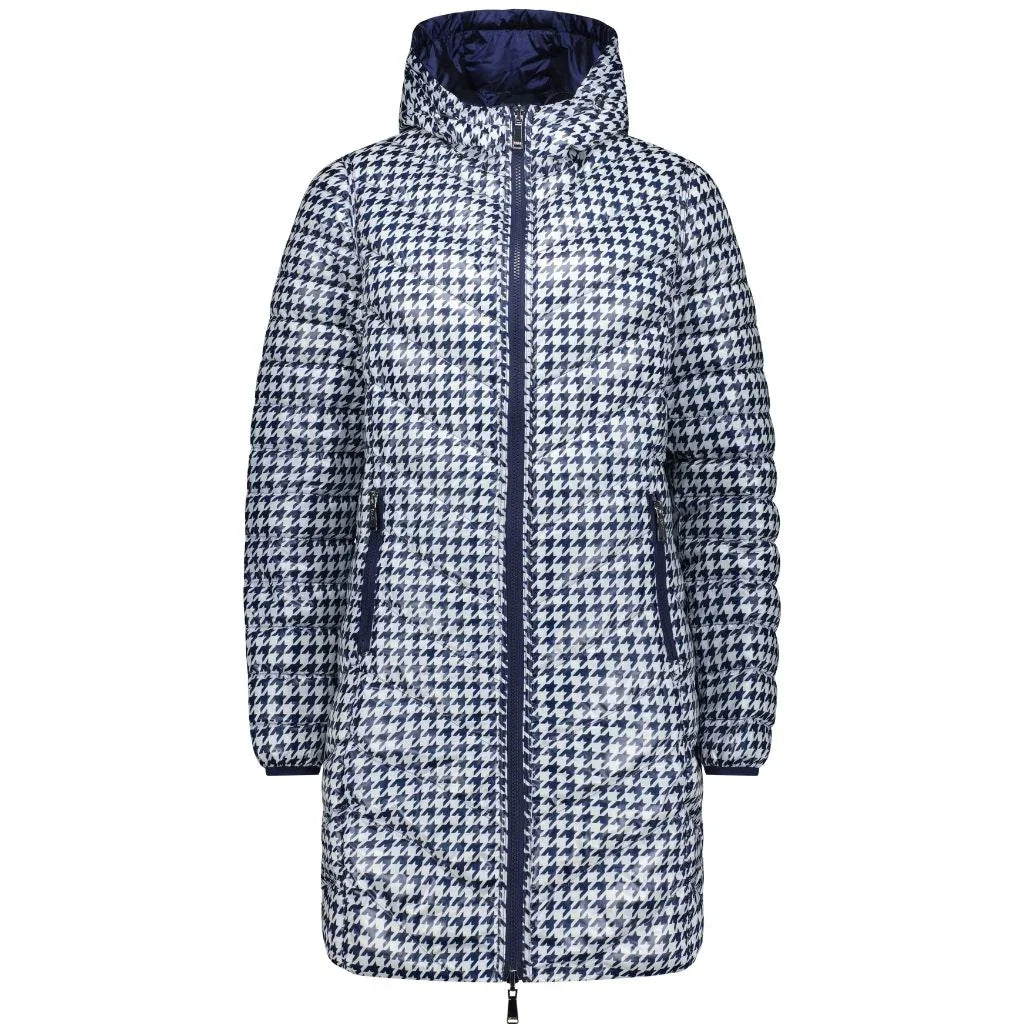 Arnie Women's Reversible 90/10 Down Coat - Moonlight / Navy Houndstooth