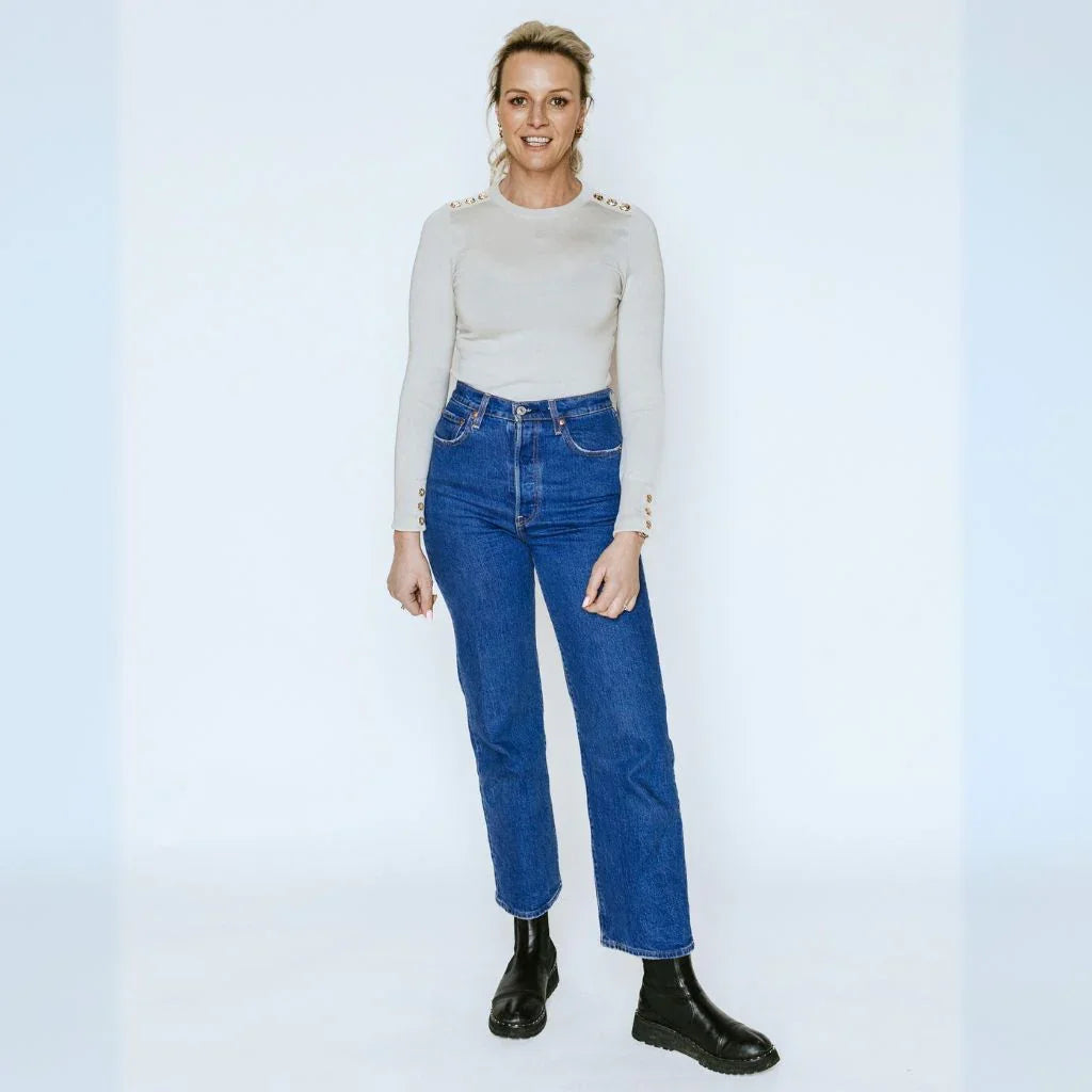 Nicki Women's Knit Crew Sweater - Ice Crystal