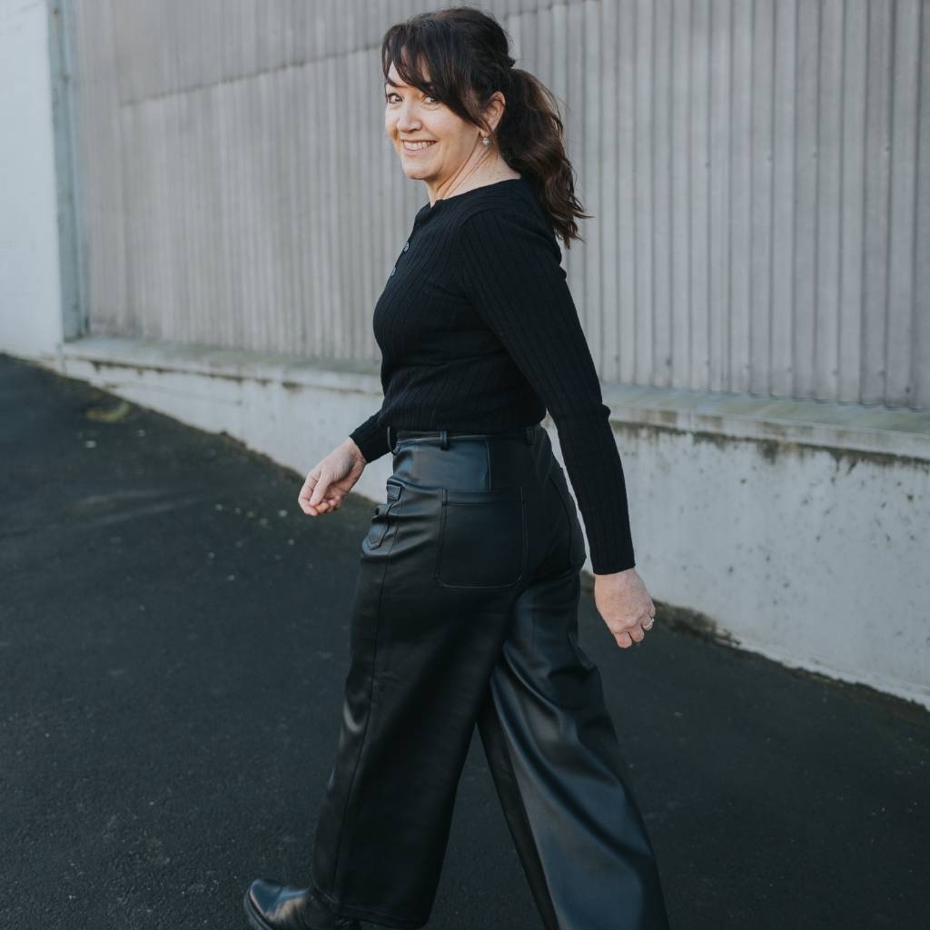 June Women's Faux Leather Pants - Black