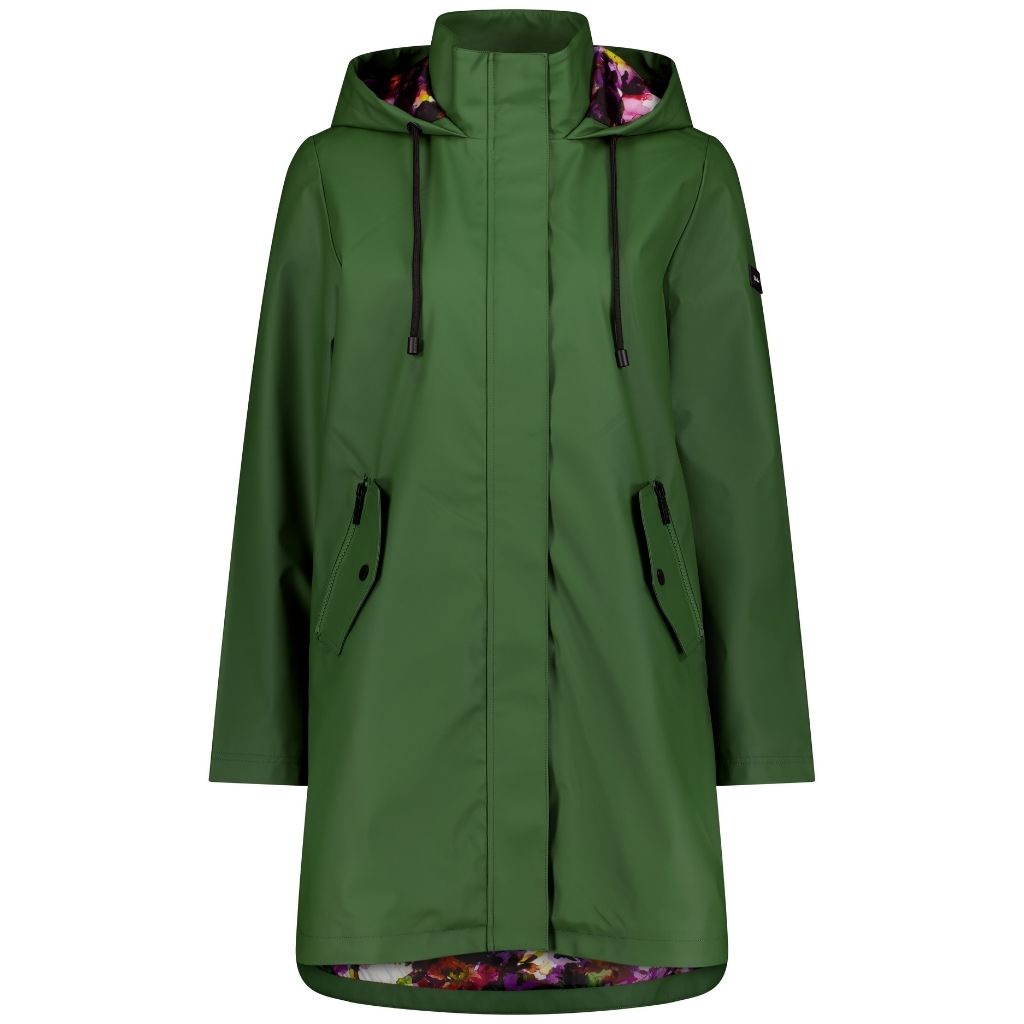 Billie Women's Rain Coat - Moke x Evie Kemp - Cypress/Purple Fleur