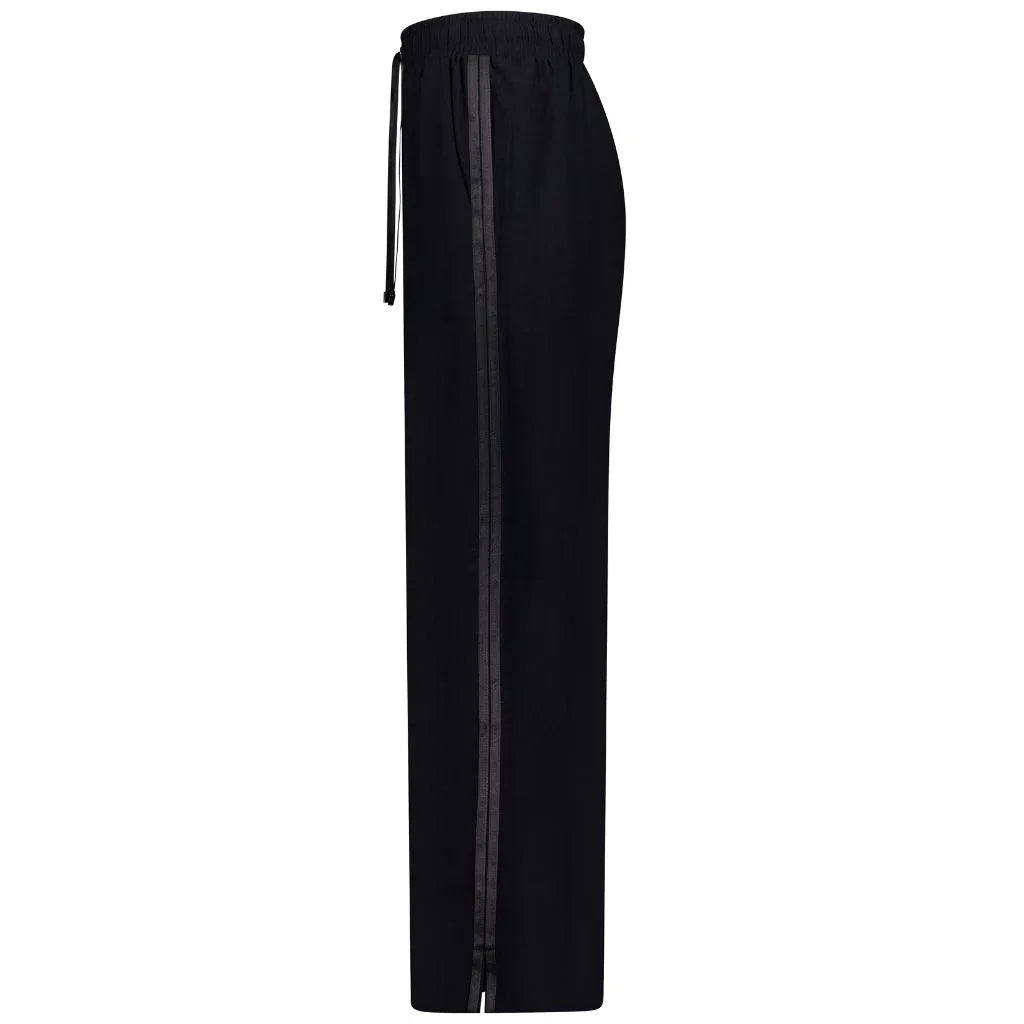 Indiana Women's Wide Leg Pants - Black with Satin