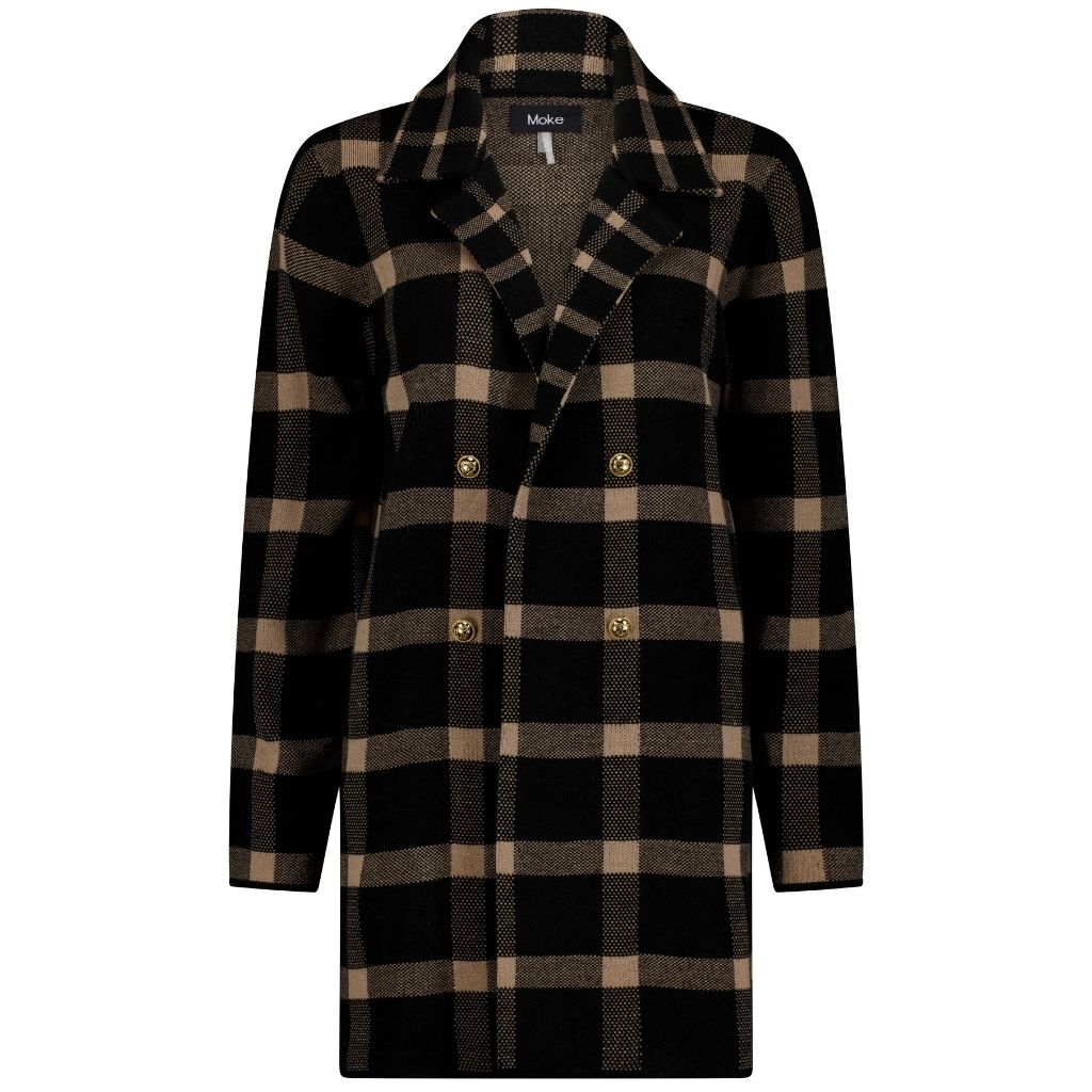 Mila Women's Knit Coatigan - Black Barley Check