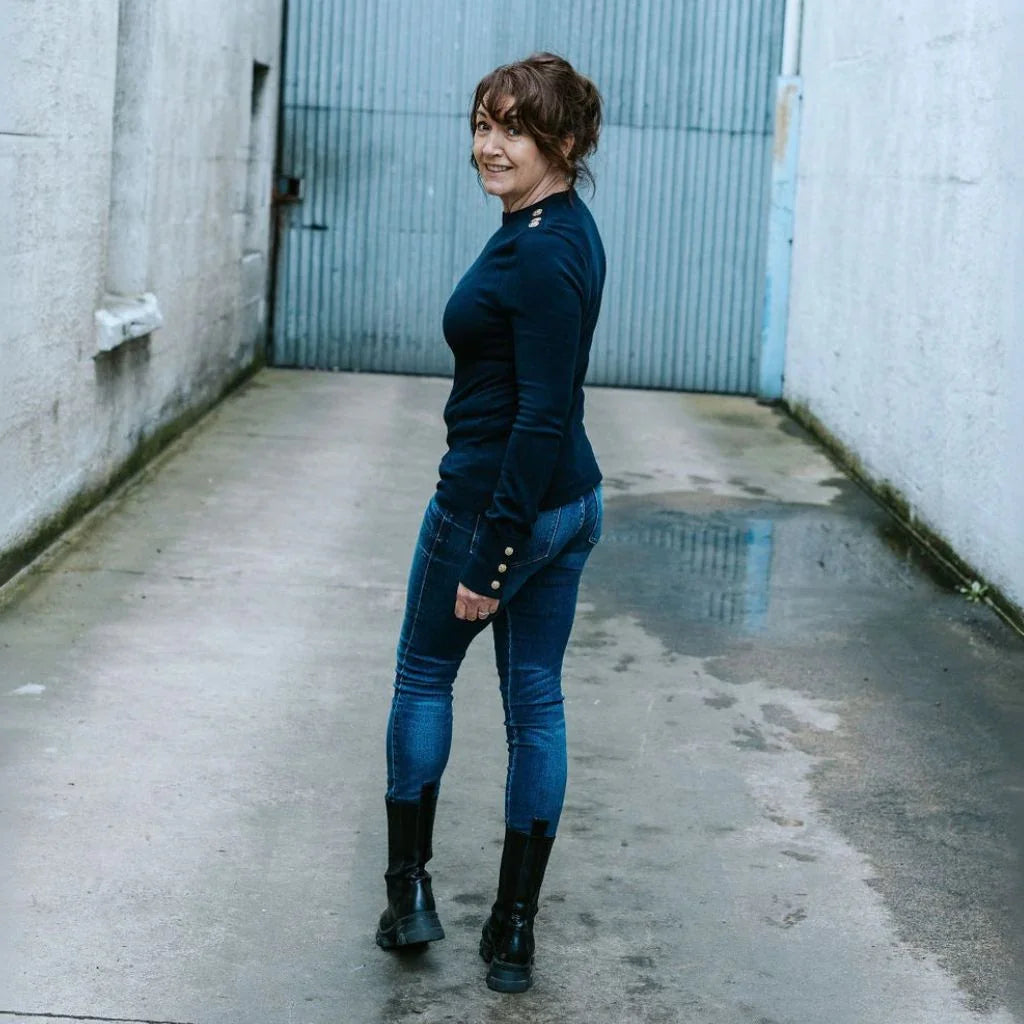 Nicki Women's Knit Crew Sweater - French Navy