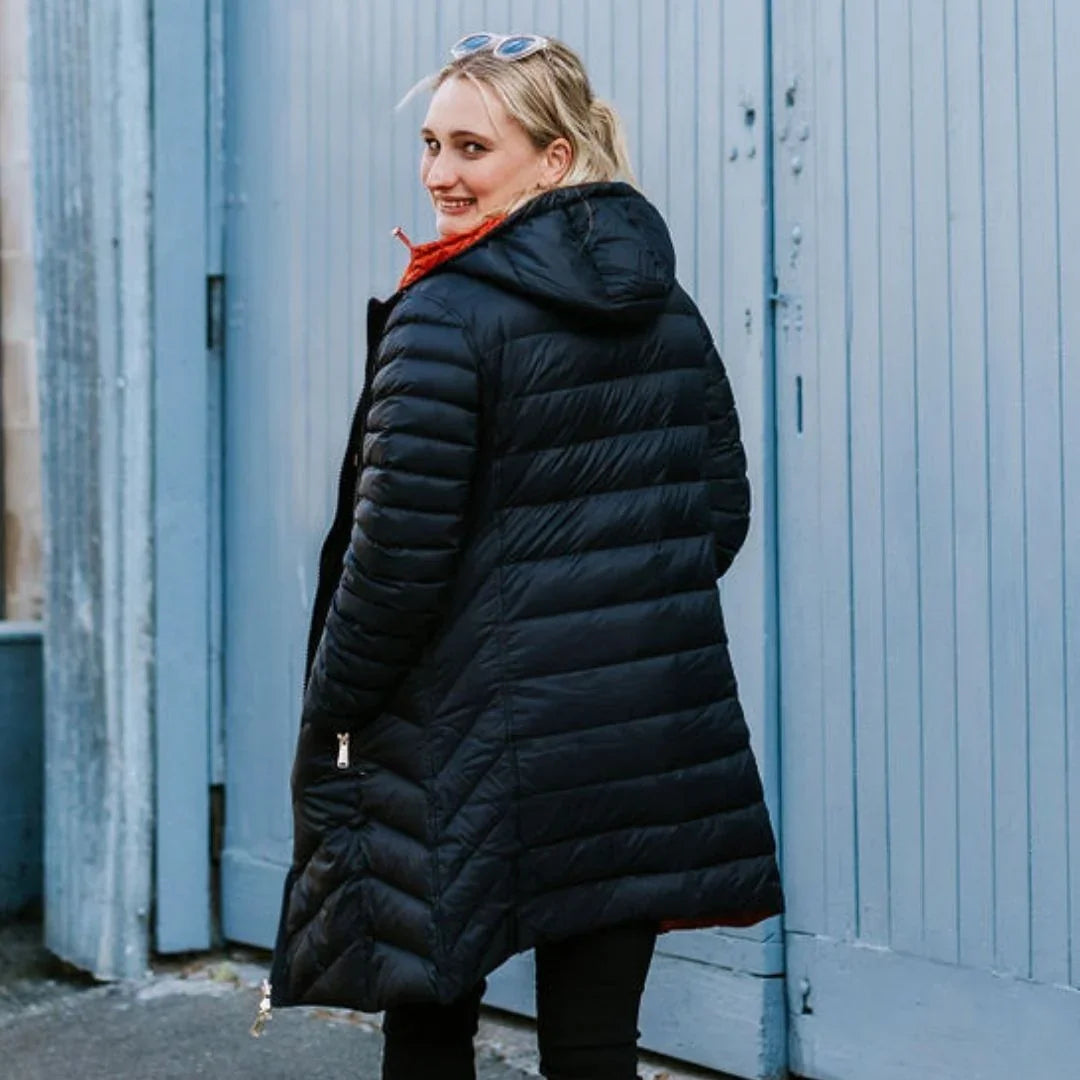 Arnie Women's Reversible 90/10 Down Coat - Black / Intense Rust