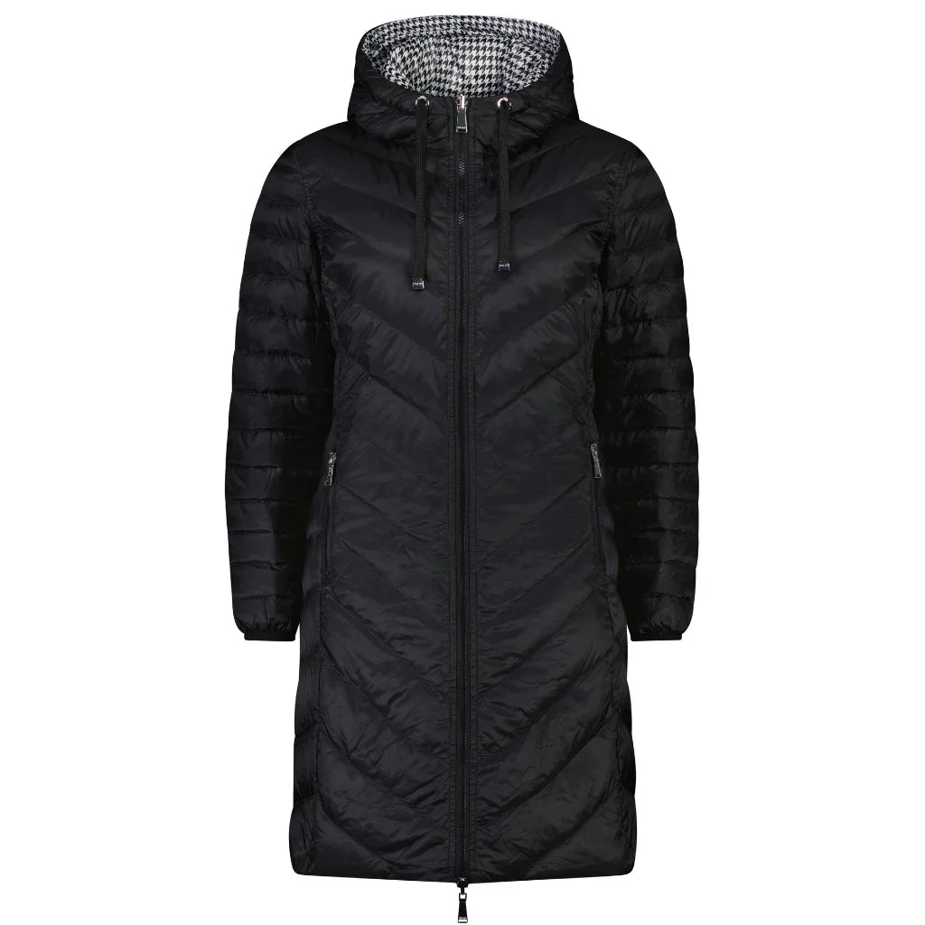 Arnie Women's Reversible 90/10 Down Coat - Black/Houndstooth
