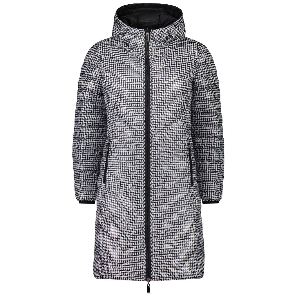 Arnie Women's Reversible 90/10 Down Coat - Black/Houndstooth