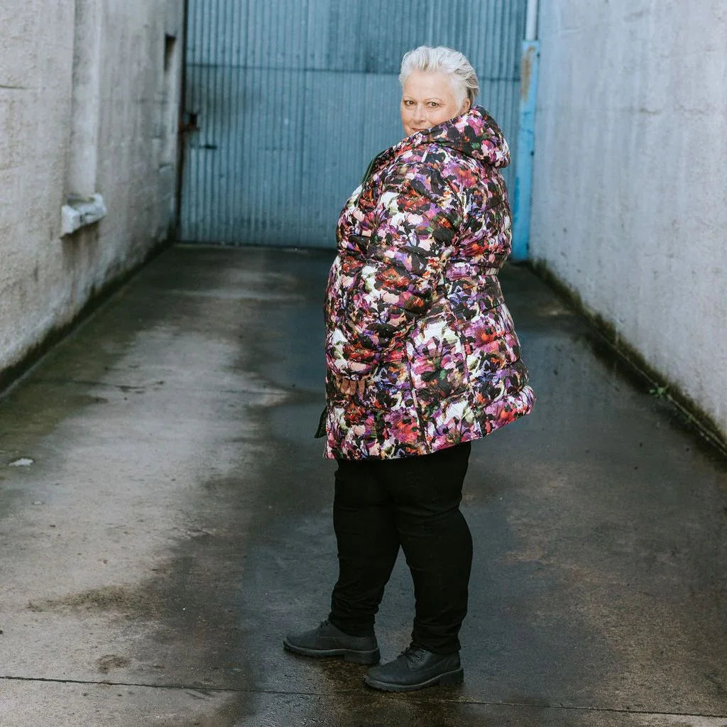 Arnie Women's 90/10 Reversible Down Coat - Cypress/Purple Fleur