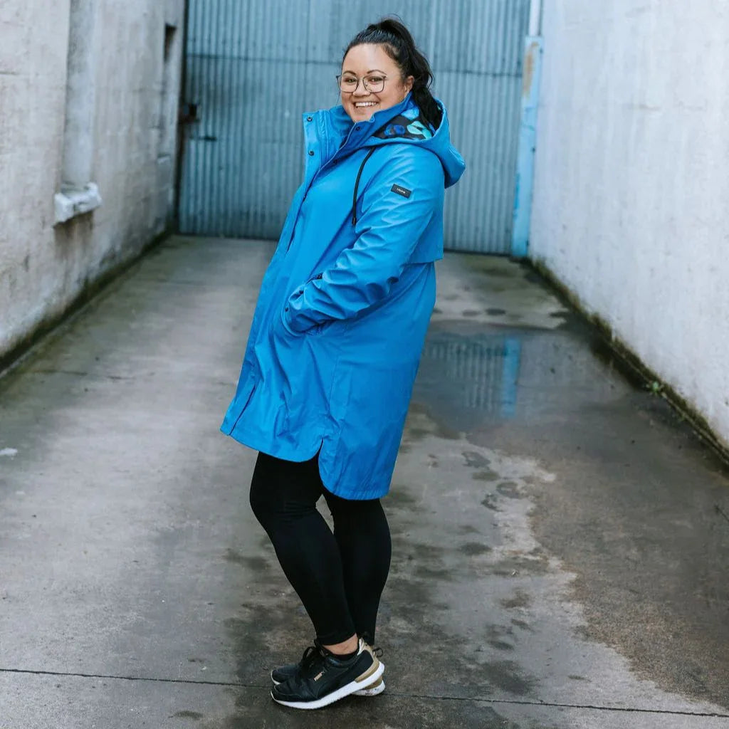 Billie Women's Rain Coat - Moke x Evie Kemp - Imperial Blue with Night Bloom