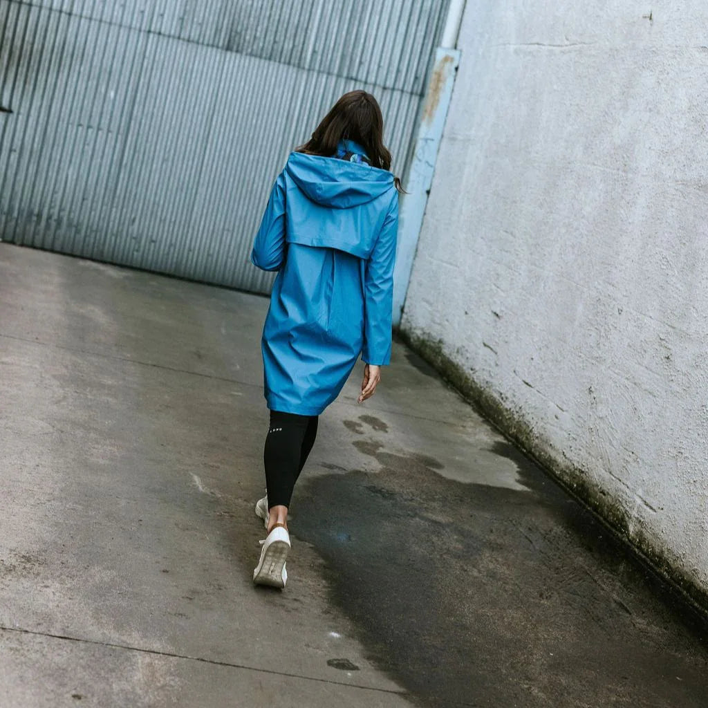 Billie Women's Rain Coat - Moke x Evie Kemp - Imperial Blue with Night Bloom