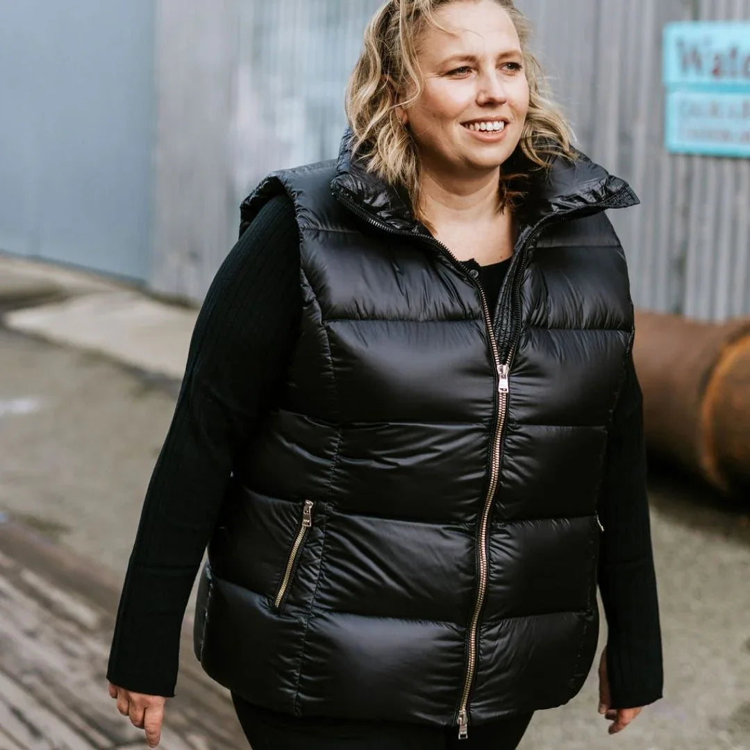 Ester Women's 90/10 Packable Down Vest - Black