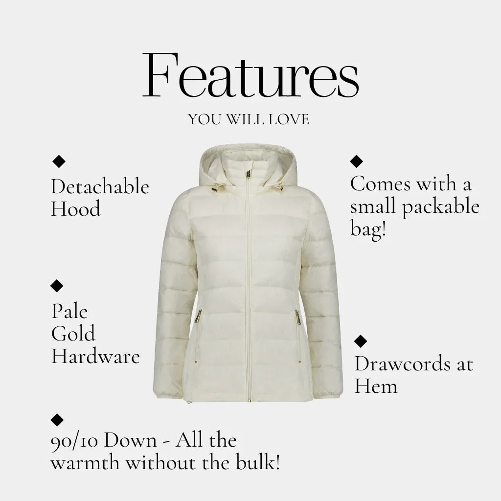 Lynnette Women's 90/10 Packable Down Jacket - Cream