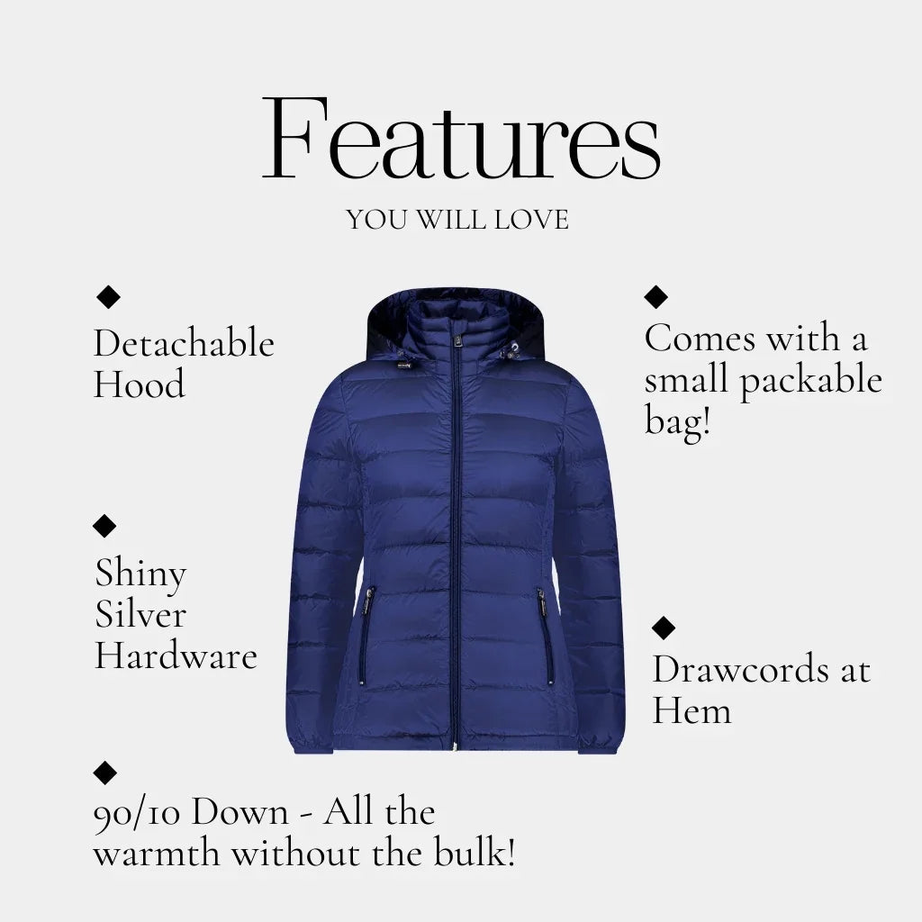 Lynnette Women's 90/10 Packable Down Jacket - Moonlight