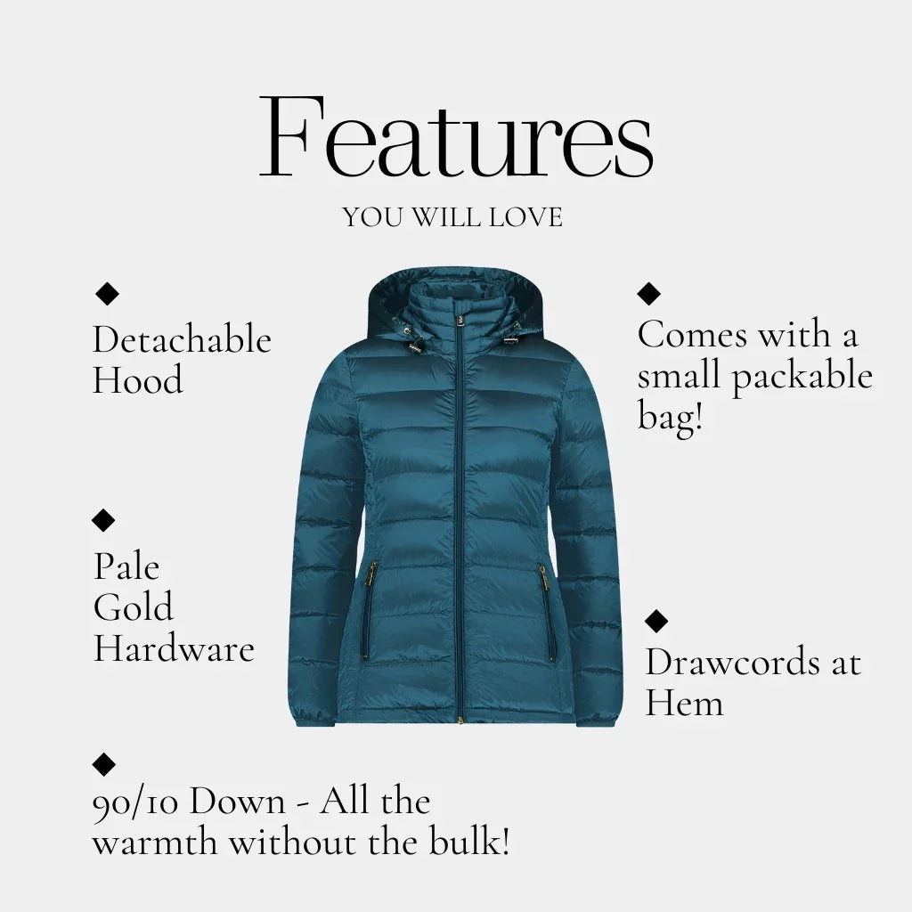 Lynnette Women's 90/10 Packable Down Jacket - Empire Teal