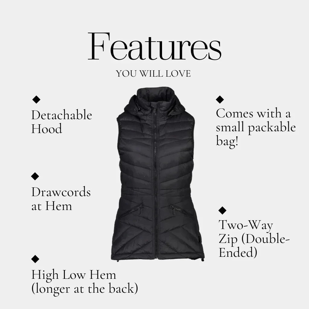 Mary-Claire Women's 90/10 Packable Down Vest - Black