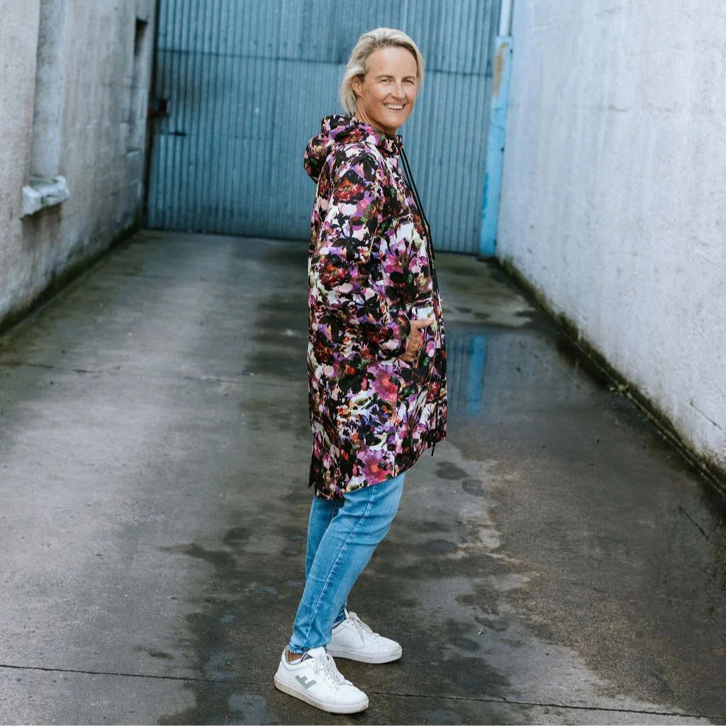 Georgie Women's Rain Coat x Evie Kemp - Purple Fleur