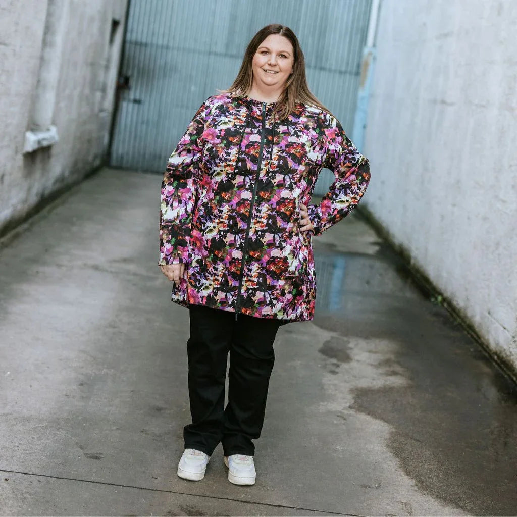 Georgie Women's Rain Coat x Evie Kemp - Purple Fleur