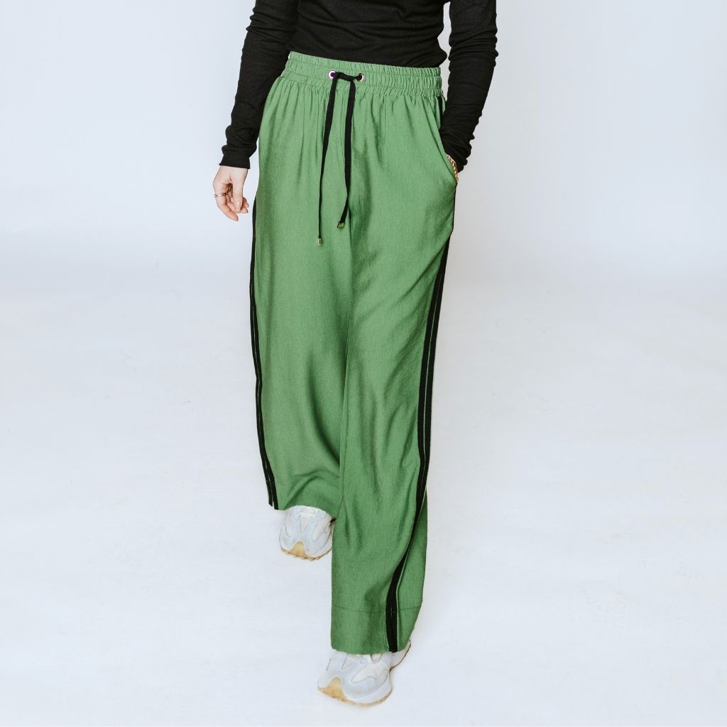 Indiana Women's Wide Leg Pants - Dill with Black