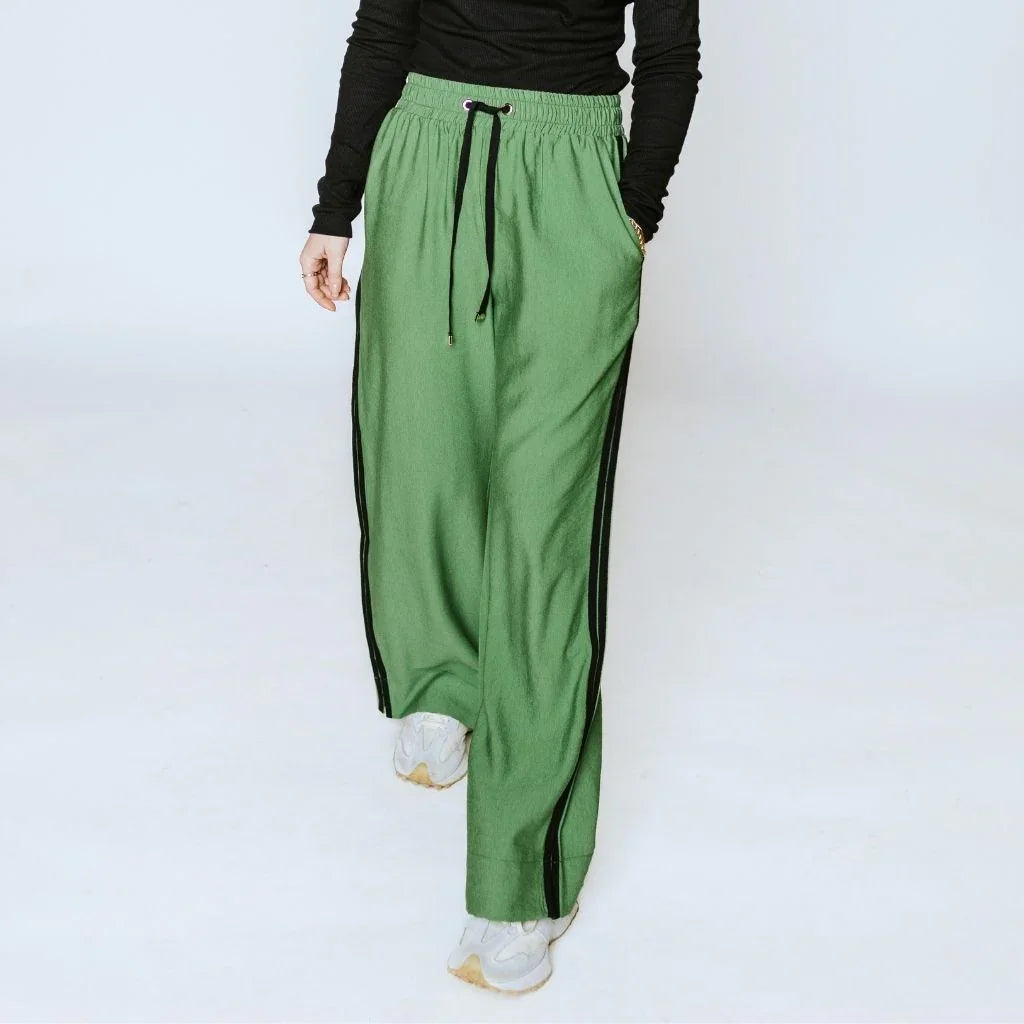 Indiana Women's Wide Leg Pants - Dill with Black