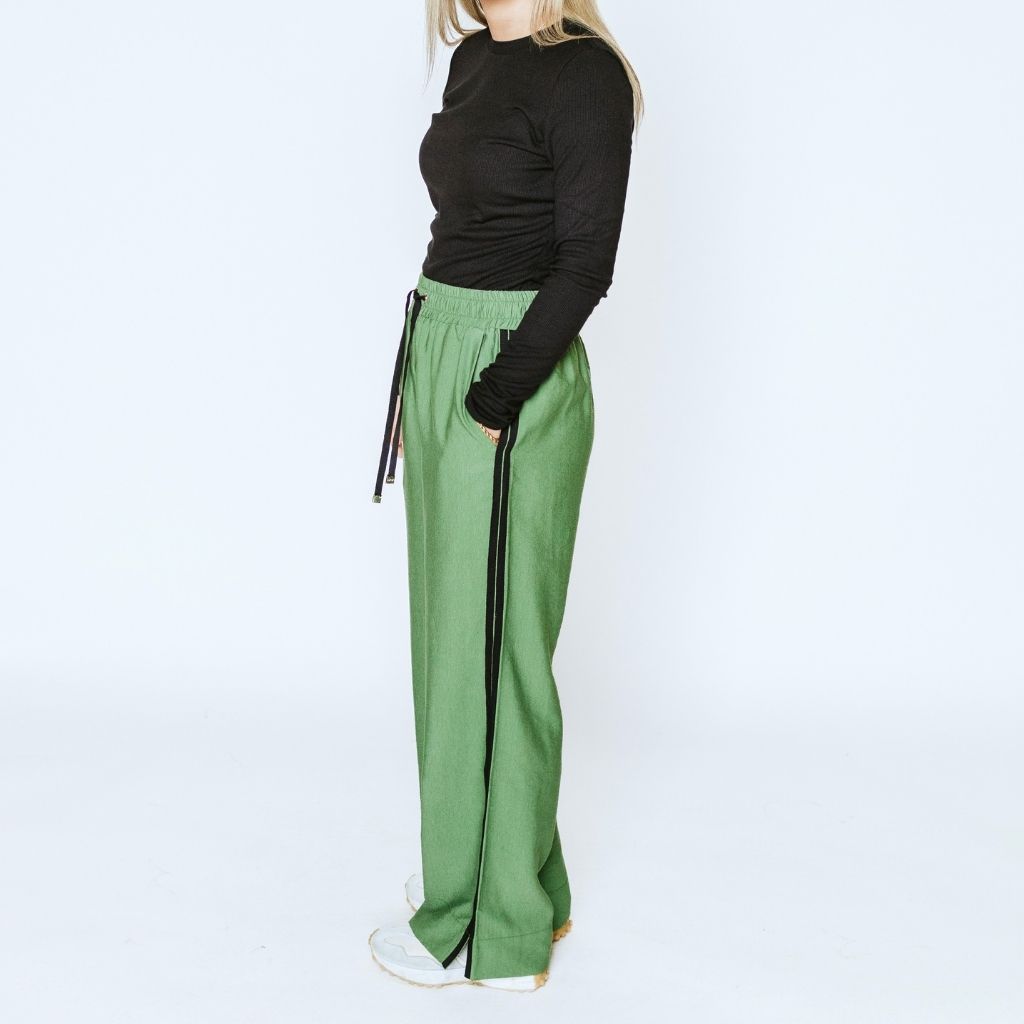Indiana Women's Wide Leg Pants - Dill with Black