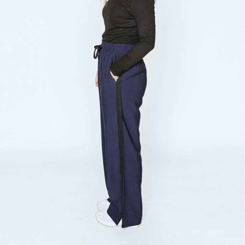 Indiana Women's Wide Leg Pants - Navy with Black