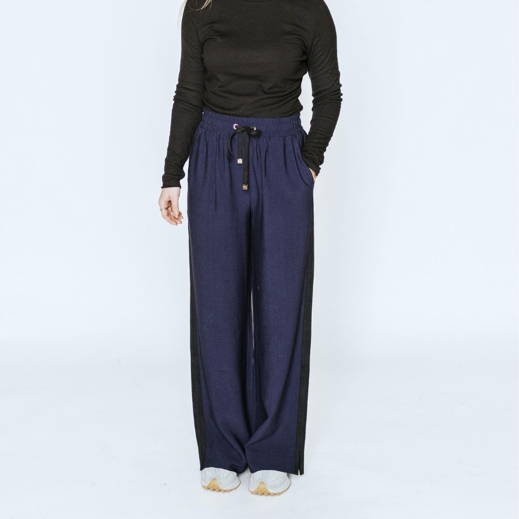 Indiana Women's Wide Leg Pants - Navy with Black