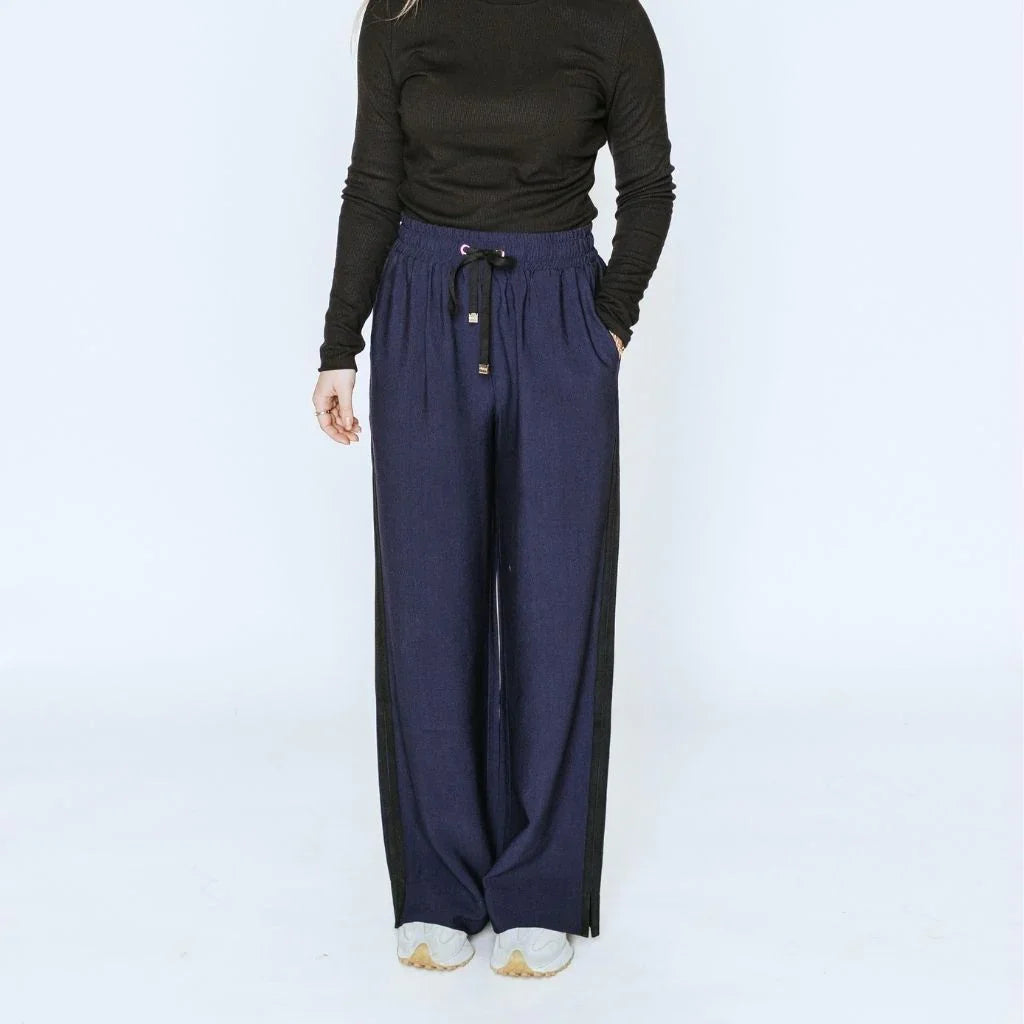 Indiana Women's Wide Leg Pants - Navy with Black