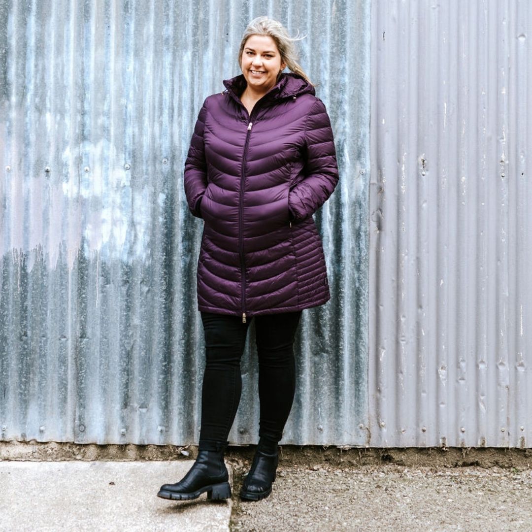 Judy Women's 90/10 Packable Down Coat - Midnight Plum