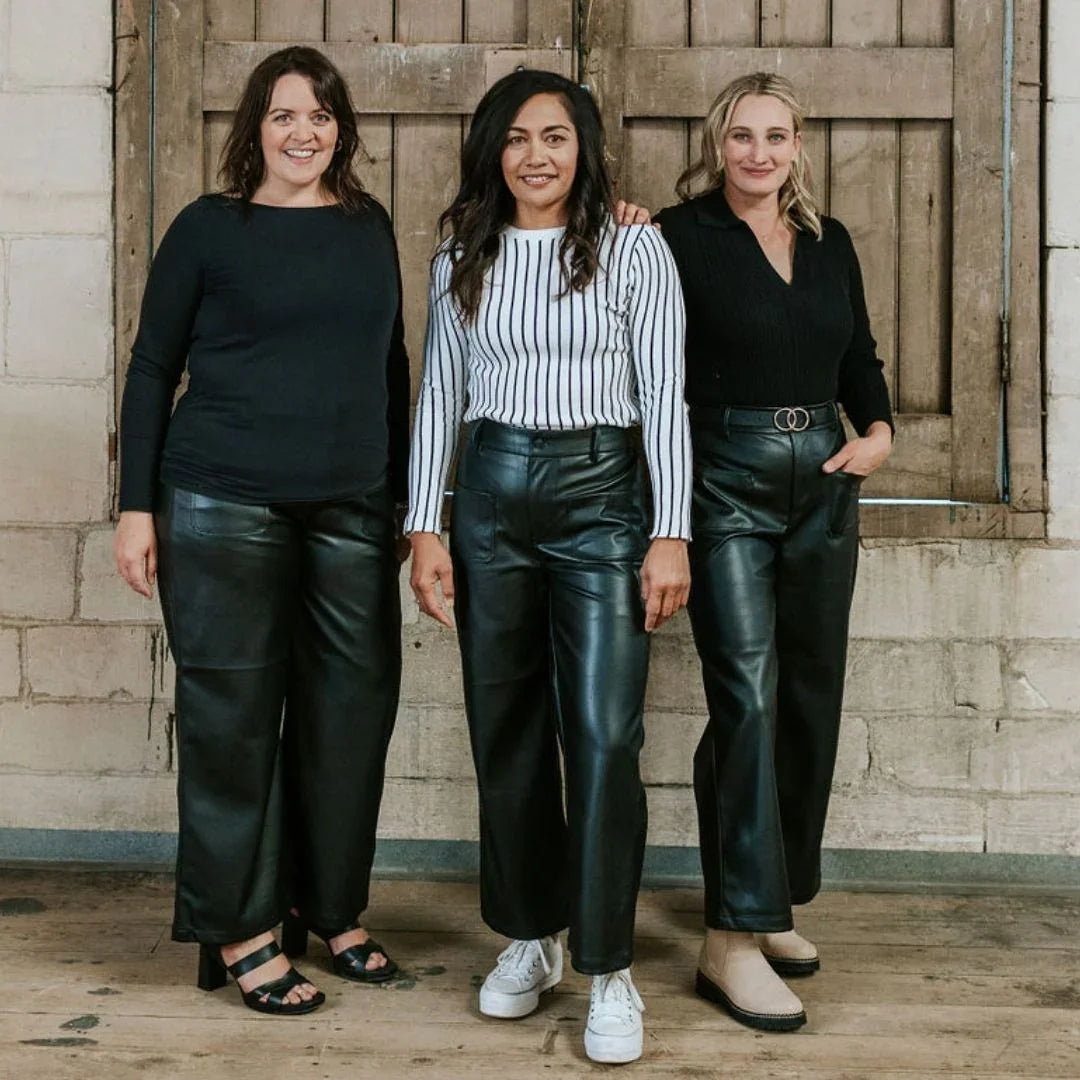 June Women's Faux Leather Pants - Black