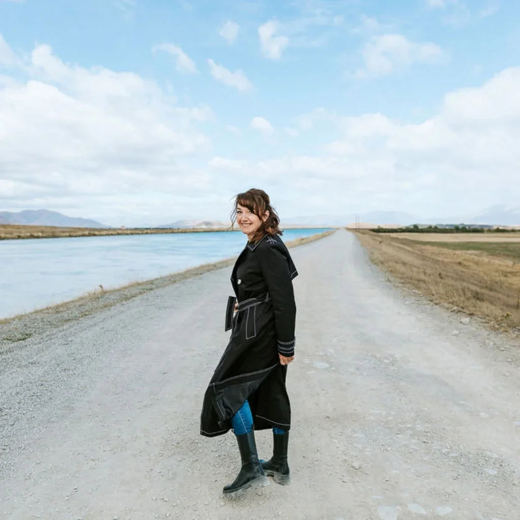 Kim Women's Trench Raincoat - Black