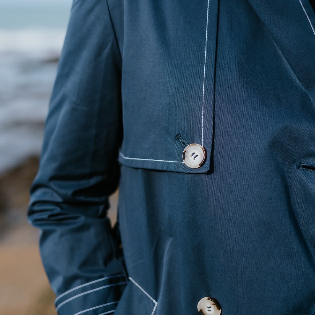 Kim Women's Trench Raincoat - Navy