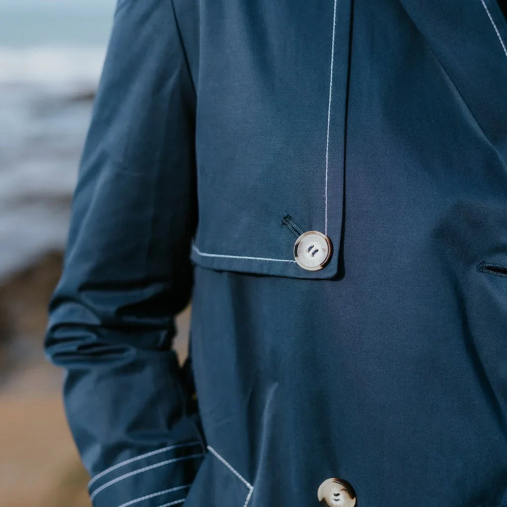 Kim Women's Trench Raincoat - Navy