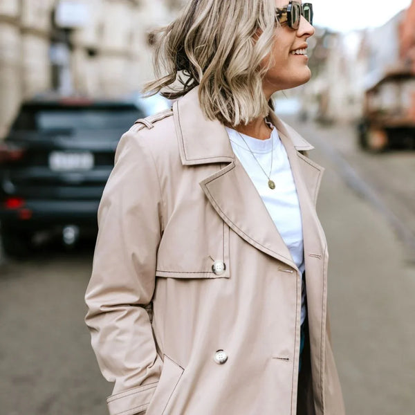 Kim Women's Trench Raincoat | Oyster | Taupe - Moke Apparel