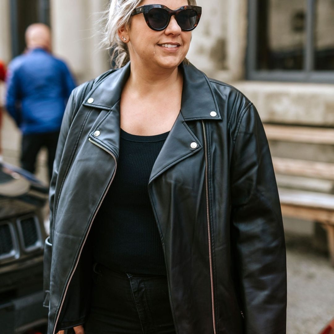 Lou Women's Faux Leather Biker Jacket - Black