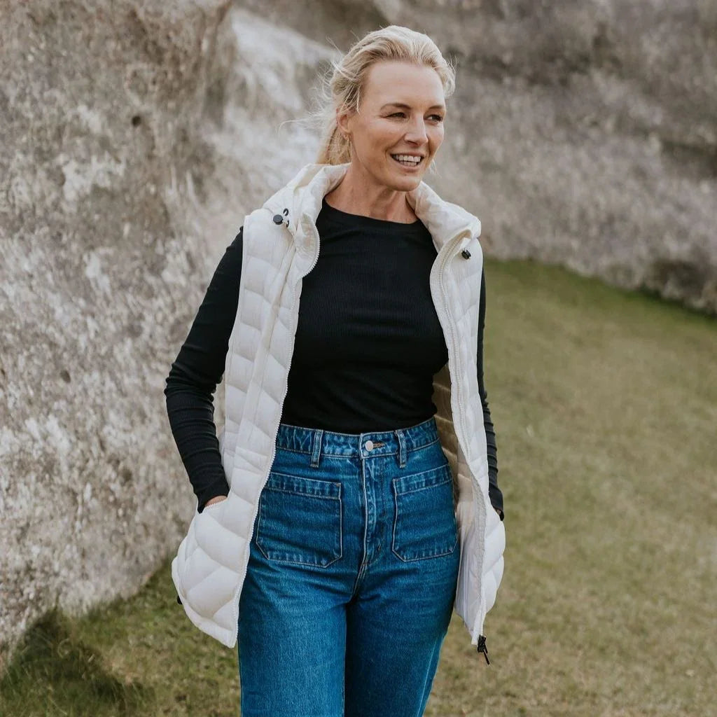 Mary-Claire Women's 90/10 Packable Down Vest - Cream