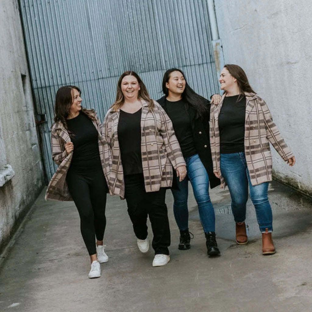 Mila Women's Knit Coatigan - Classic Camel/Black/Barley