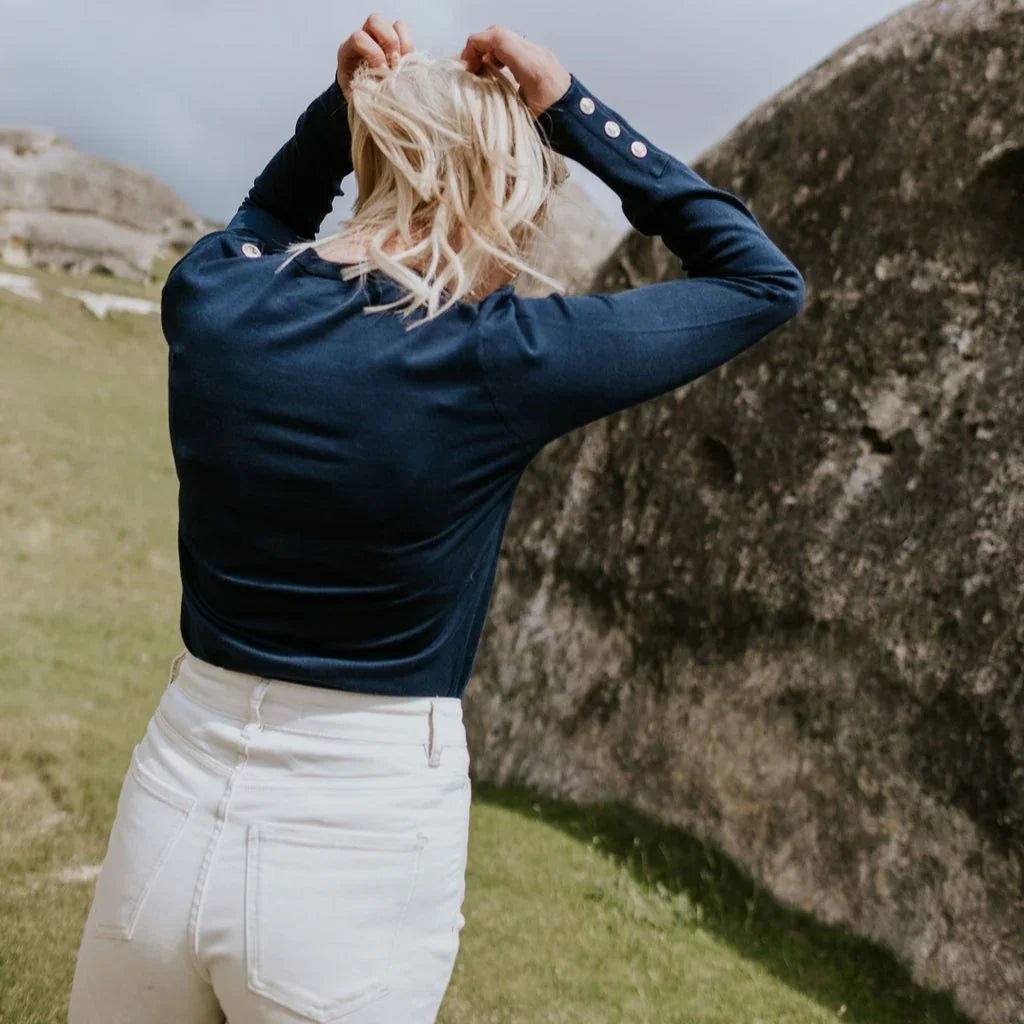 Nicki Women's Knit Crew Sweater - French Navy