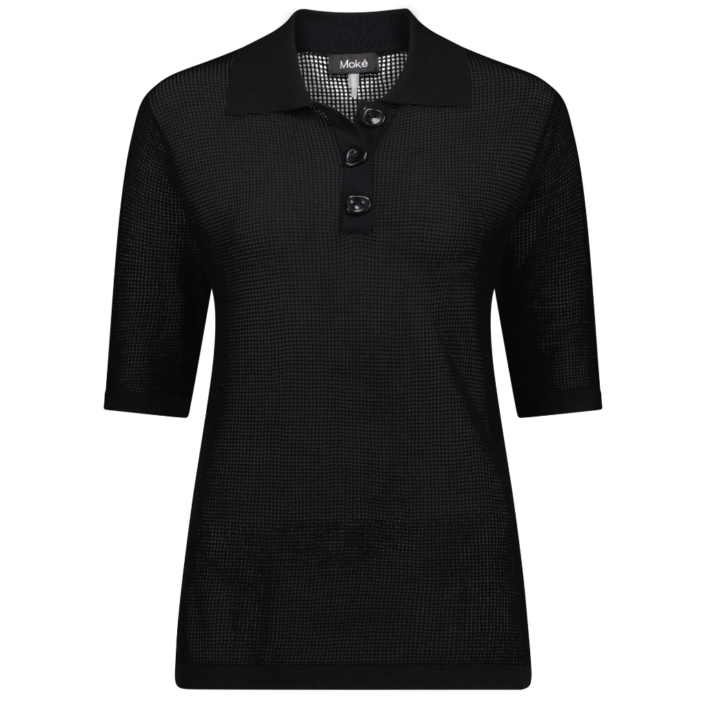Cedar Women's Button Up Tee - Black