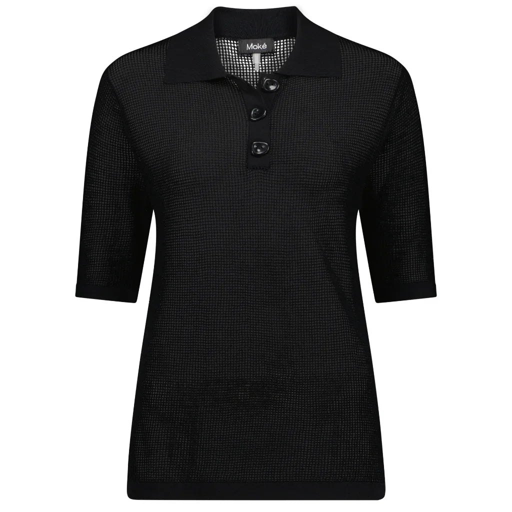 Cedar Women's Button Up Tee - Black