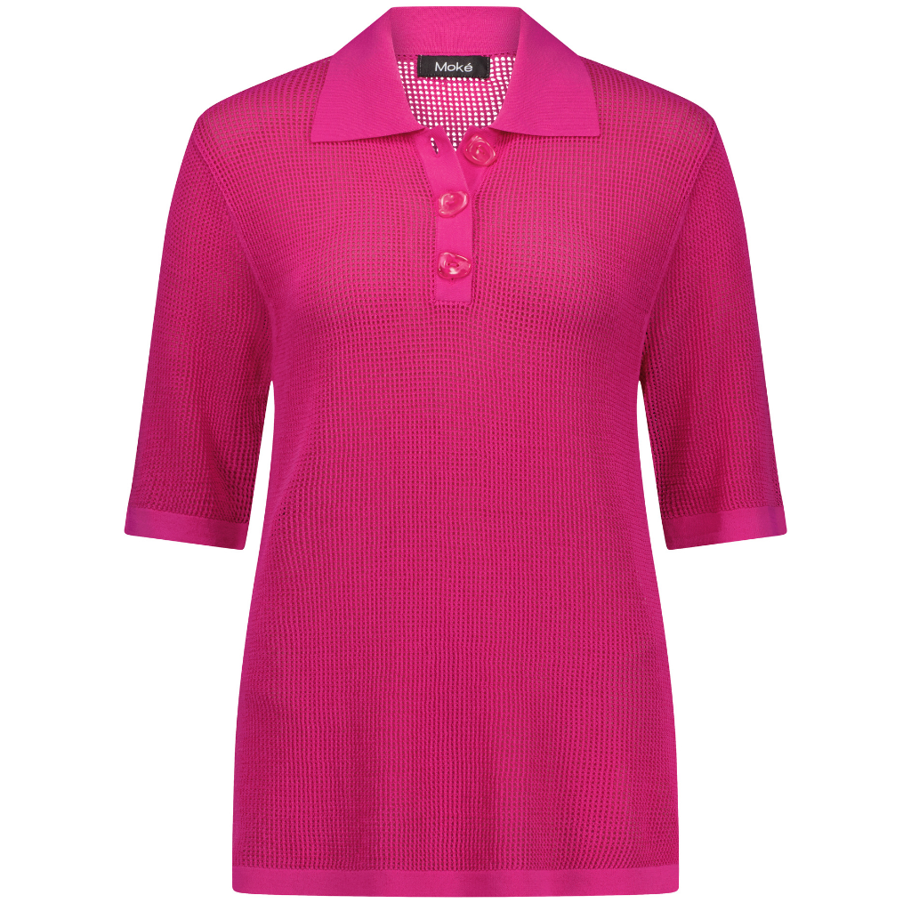 Cedar Women's Button Up Tee - Fuchsia