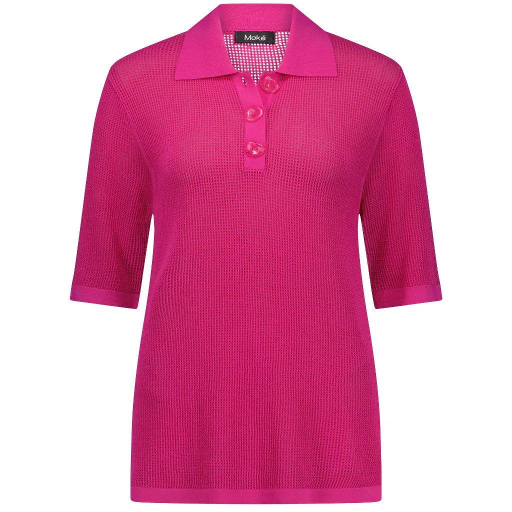 Cedar Women's Button Up Tee - Fuchsia