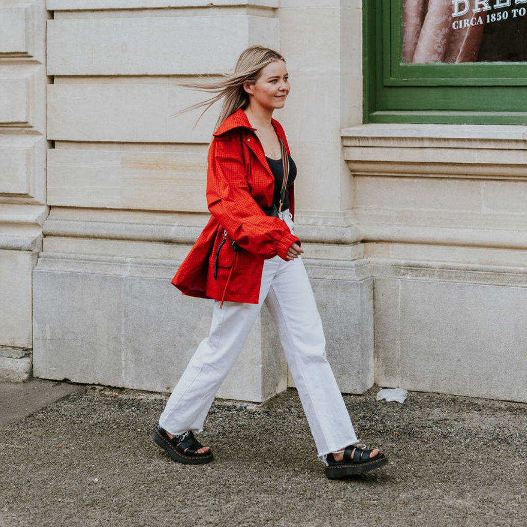 Marlow Women's Waterproof Rain Jacket - Blood Orange / Fuchsia Check