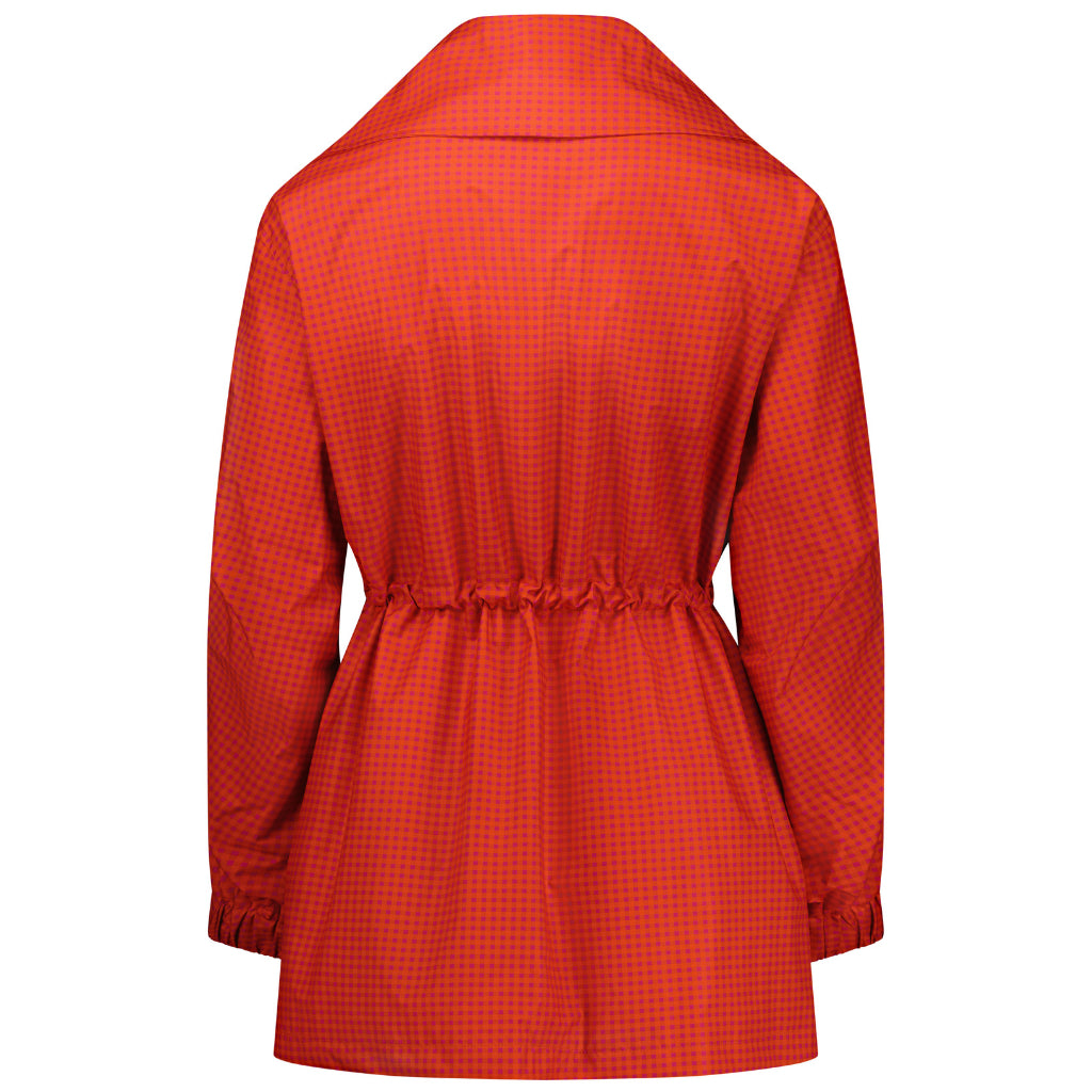 Marlow Women's Waterproof Rain Jacket - Blood Orange / Fuchsia Check