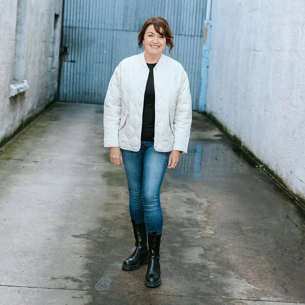 Talei Women's Quilted Bomber - Cream