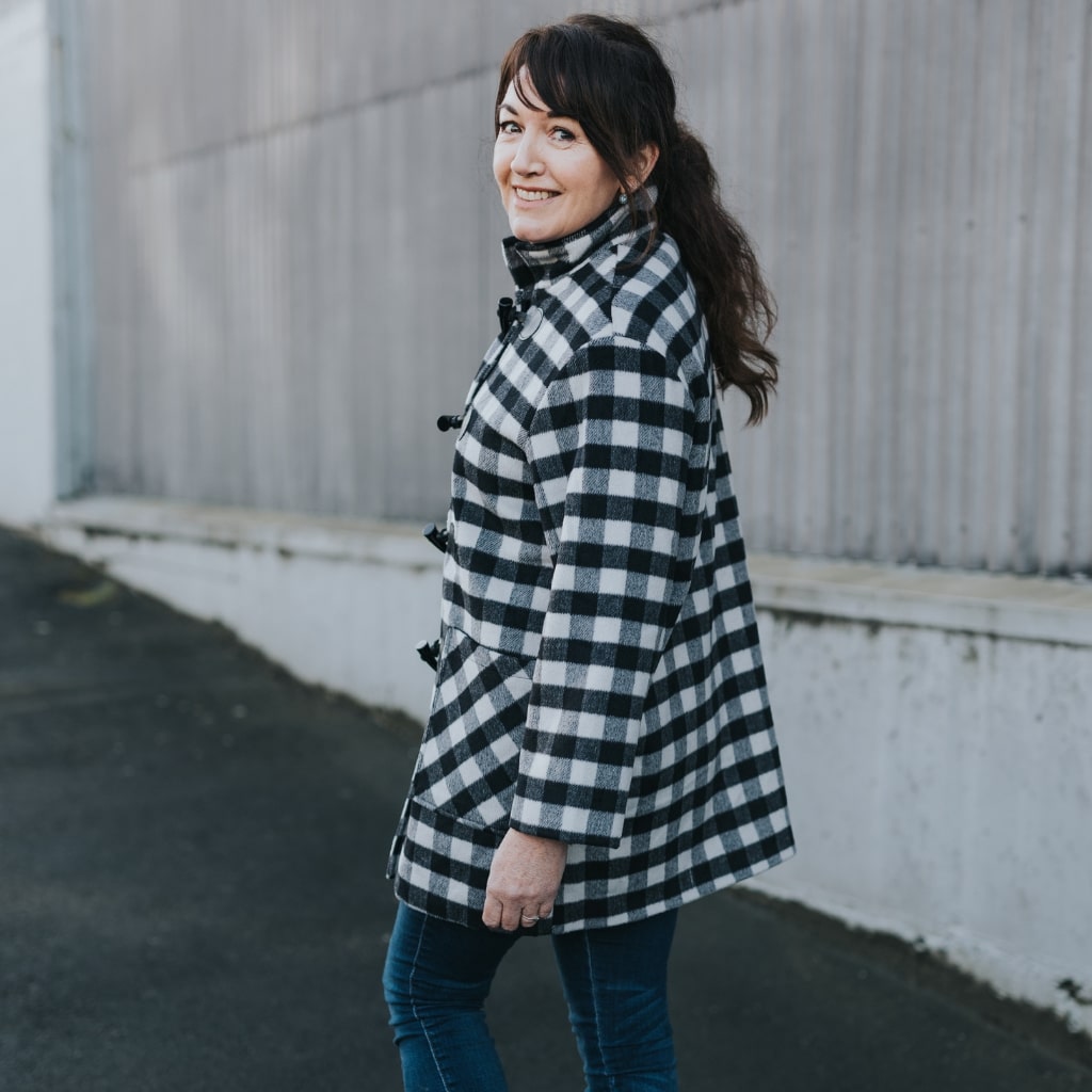 Virginia Wool Duffle Coat - Black & White Plaid