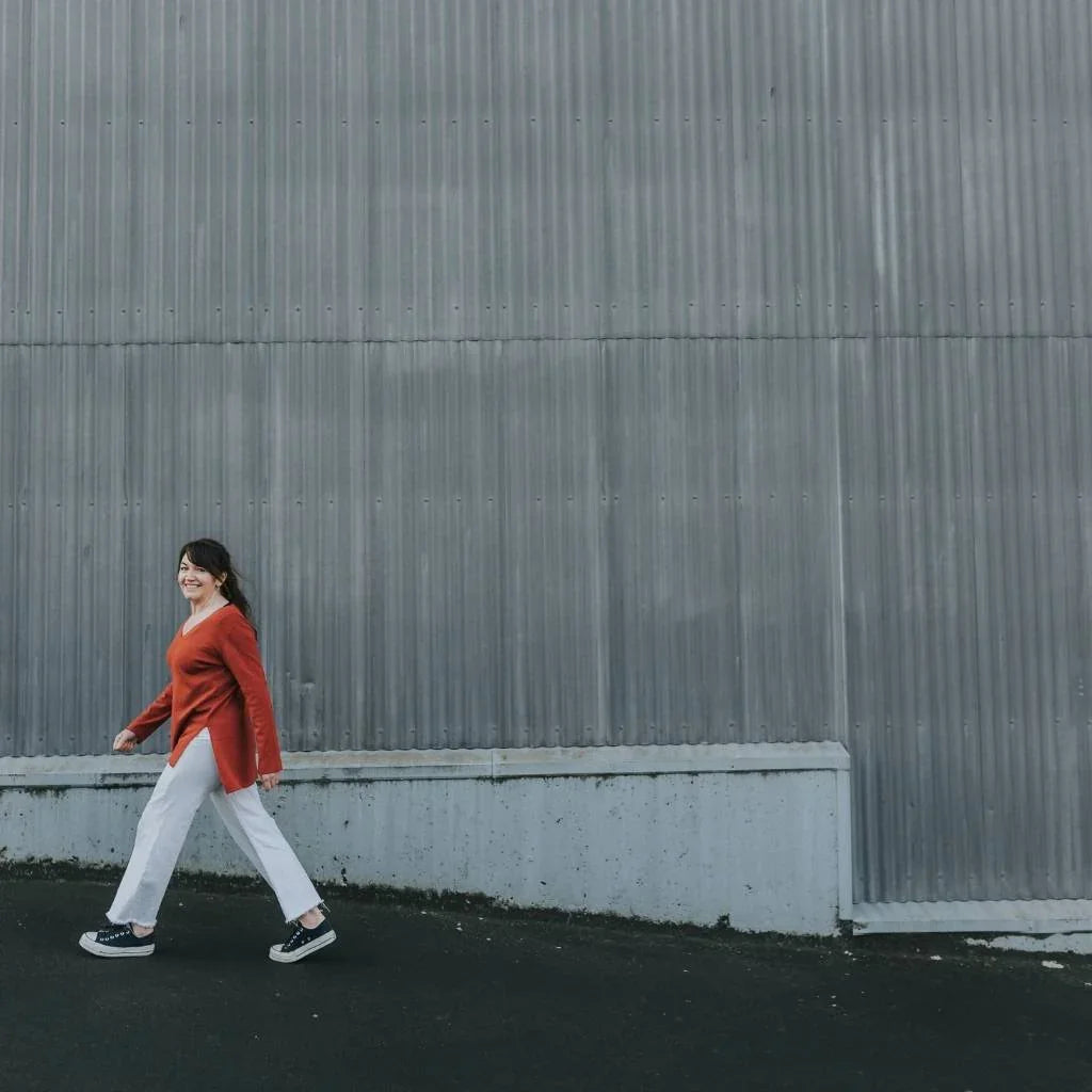 Abby 2.0 Women's V Neck Sweater - Intense Rust