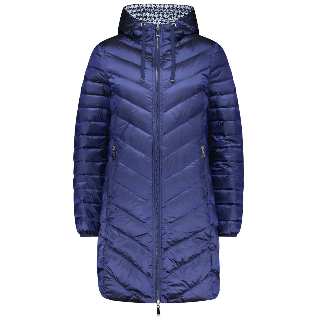 Arnie Women's Reversible 90/10 Down Coat - Moonlight / Navy Houndstooth