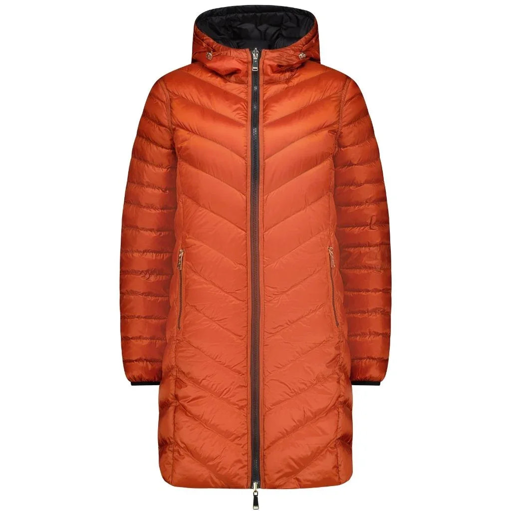 Arnie Women's Reversible 90/10 Down Coat - Black / Intense Rust