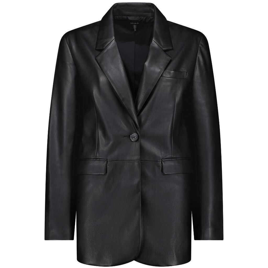 Emmy Women's Faux Leather Blazer - Black
