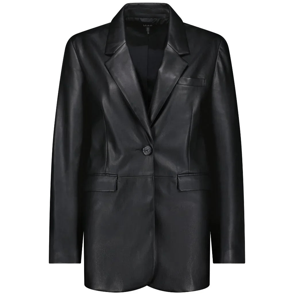 Emmy Women's Faux Leather Blazer - Black